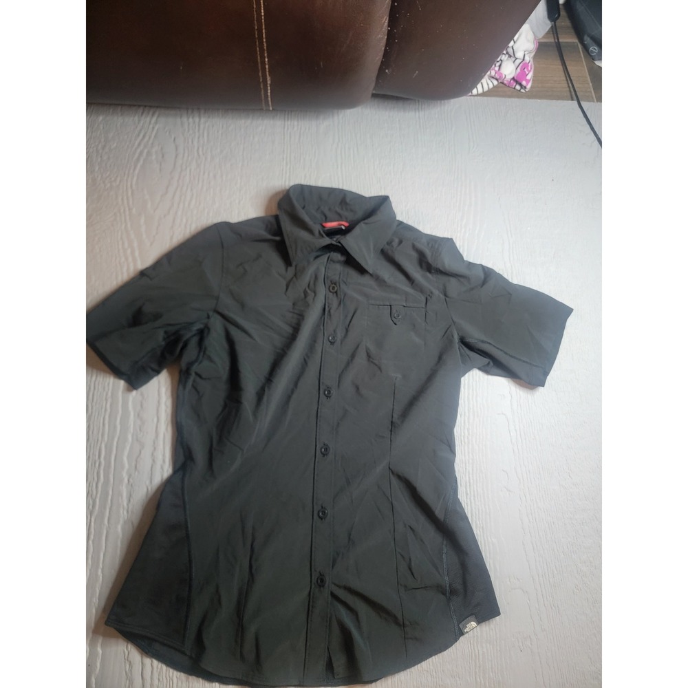♡The North Face Womens Short Sleeve Button Down Hiking Shirt Grey Small S/P